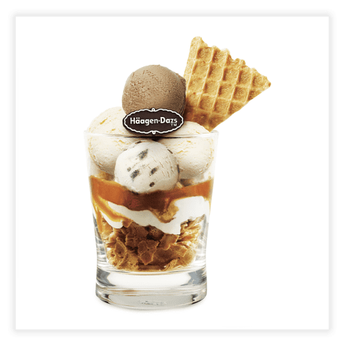 A glass filled with ice cream